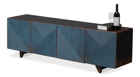 Modern Media Blue Low Wall Console For Tv - Ornate Home
