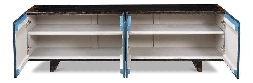 Modern Media Blue Low Wall Console For Tv - Ornate Home