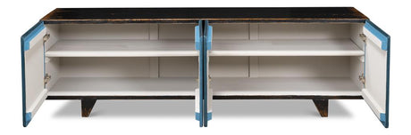 Modern Media Blue Low Wall Console For Tv - Ornate Home