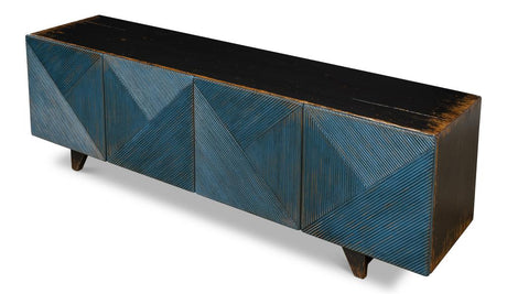 Modern Media Blue Low Wall Console For Tv - Ornate Home