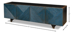 Modern Media Blue Low Wall Console For Tv - Ornate Home