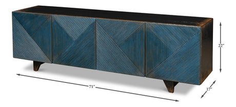 Modern Media Blue Low Wall Console For Tv - Ornate Home