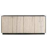 Modern Metal/White Travertine Stone Credenza - Ornate Home