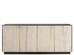 Modern Metal/White Travertine Stone Credenza - Ornate Home