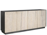 Modern Metal/White Travertine Stone Credenza - Ornate Home