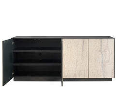 Modern Metal/White Travertine Stone Credenza - Ornate Home