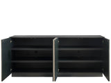Modern Metal/White Travertine Stone Credenza - Ornate Home
