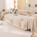 Modern Minimalist Chenille Line Pattern Sofa Cover, Dust and Scratch Resistant Throw Blankets for Couch - Ornate Home