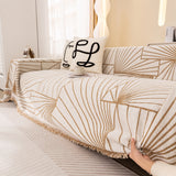 Modern Minimalist Chenille Line Pattern Sofa Cover, Dust and Scratch Resistant Throw Blankets for Couch - Ornate Home