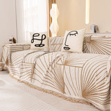Modern Minimalist Chenille Line Pattern Sofa Cover, Dust and Scratch Resistant Throw Blankets for Couch - Ornate Home