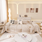 Modern Minimalist Chenille Line Pattern Sofa Cover, Dust and Scratch Resistant Throw Blankets for Couch - Ornate Home