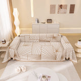 Modern Minimalist Chenille Line Pattern Sofa Cover, Dust and Scratch Resistant Throw Blankets for Couch - Ornate Home