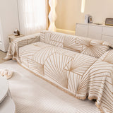 Modern Minimalist Chenille Line Pattern Sofa Cover, Dust and Scratch Resistant Throw Blankets for Couch - Ornate Home