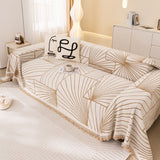 Modern Minimalist Chenille Line Pattern Sofa Cover, Dust and Scratch Resistant Throw Blankets for Couch - Ornate Home