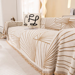 Modern Minimalist Chenille Line Pattern Sofa Cover, Dust and Scratch Resistant Throw Blankets for Couch - Ornate Home