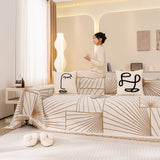 Modern Minimalist Chenille Line Pattern Sofa Cover, Dust and Scratch Resistant Throw Blankets for Couch - Ornate Home