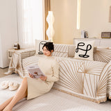Modern Minimalist Chenille Line Pattern Sofa Cover, Dust and Scratch Resistant Throw Blankets for Couch - Ornate Home