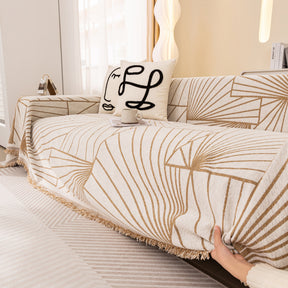 Modern Minimalist Chenille Line Pattern Sofa Cover, Dust and Scratch Resistant Throw Blankets for Couch - Ornate Home