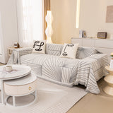 Modern Minimalist Chenille Line Pattern Sofa Cover, Dust and Scratch Resistant Throw Blankets for Couch - Ornate Home