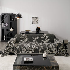 Modern Minimalist Chenille Willow Leaf Pattern Couch Cover Blanket, Luxurious Blankets for The Sofa - Ornate Home