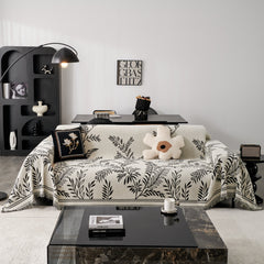 Modern Minimalist Chenille Willow Leaf Pattern Couch Cover Blanket, Luxurious Blankets for The Sofa - Ornate Home