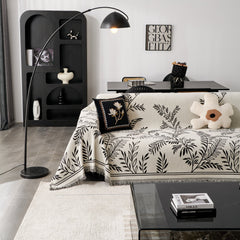 Modern Minimalist Chenille Willow Leaf Pattern Couch Cover Blanket, Luxurious Blankets for The Sofa - Ornate Home