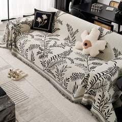 Modern Minimalist Chenille Willow Leaf Pattern Couch Cover Blanket, Luxurious Blankets for The Sofa - Ornate Home
