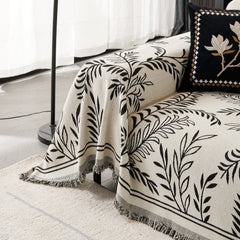 Modern Minimalist Chenille Willow Leaf Pattern Couch Cover Blanket, Luxurious Blankets for The Sofa - Ornate Home