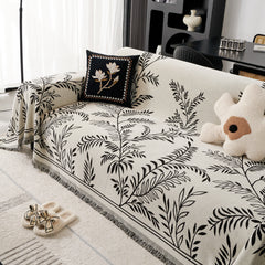 Modern Minimalist Chenille Willow Leaf Pattern Couch Cover Blanket, Luxurious Blankets for The Sofa - Ornate Home