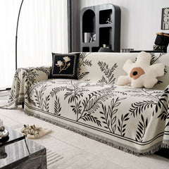 Modern Minimalist Chenille Willow Leaf Pattern Couch Cover Blanket, Luxurious Blankets for The Sofa - Ornate Home