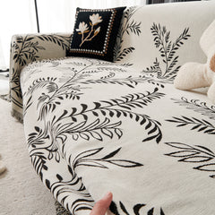 Modern Minimalist Chenille Willow Leaf Pattern Couch Cover Blanket, Luxurious Blankets for The Sofa - Ornate Home