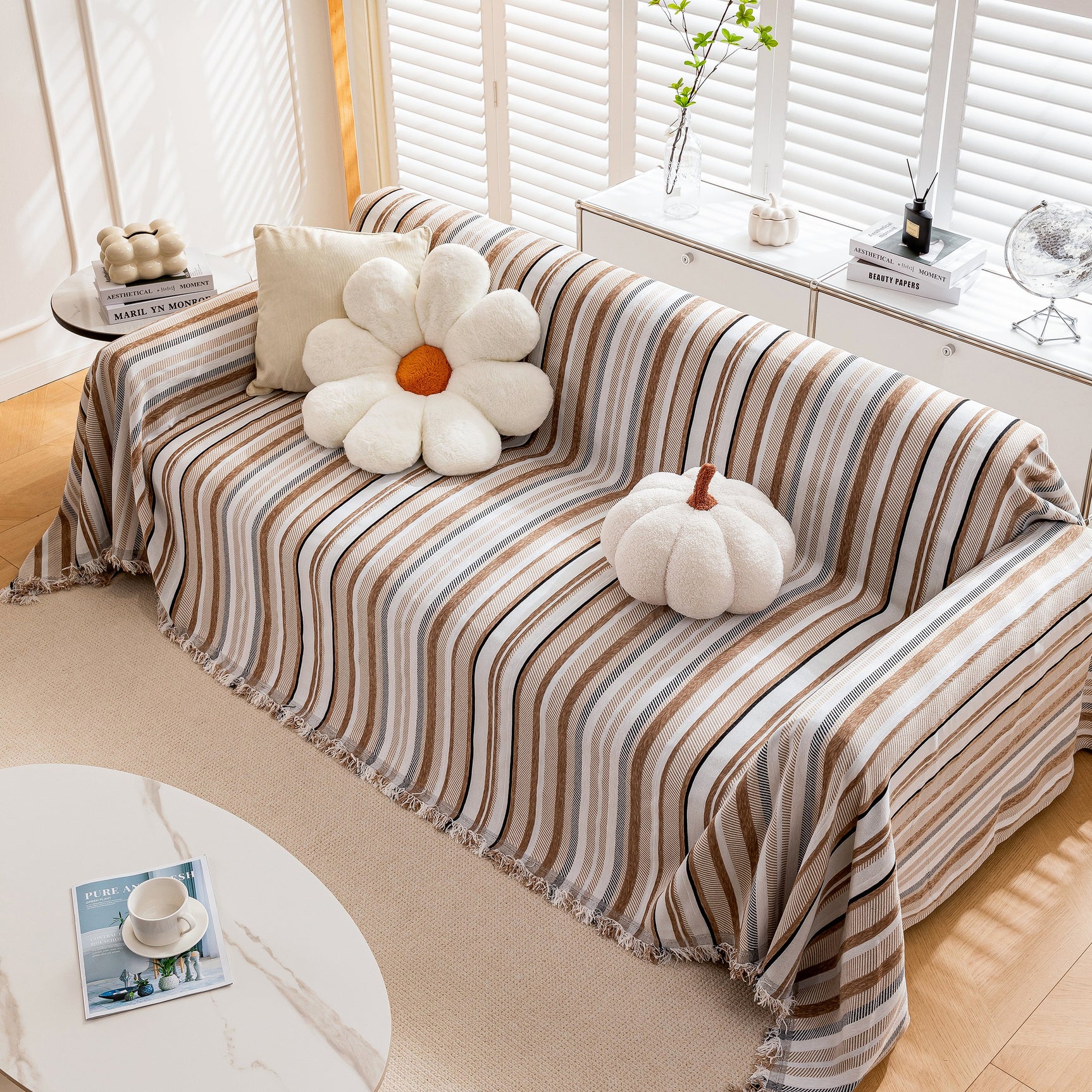 Modern Minimalist Sofa Throw Cover Cotton Knit Throws for Couch Scratch Proof Couch Cover - Ornate Home