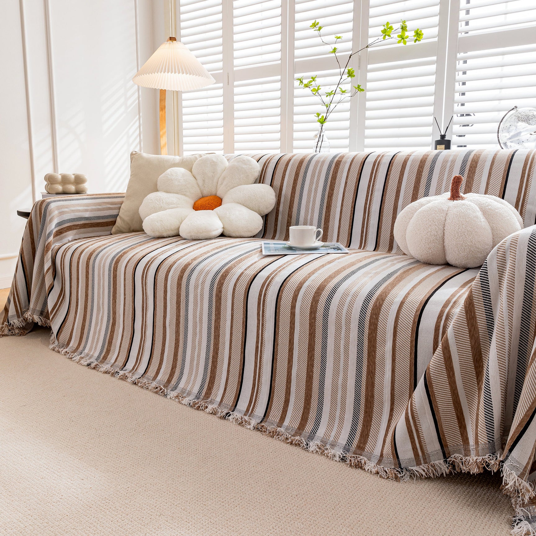 Modern Minimalist Sofa Throw Cover Cotton Knit Throws for Couch Scratch Proof Couch Cover - Ornate Home