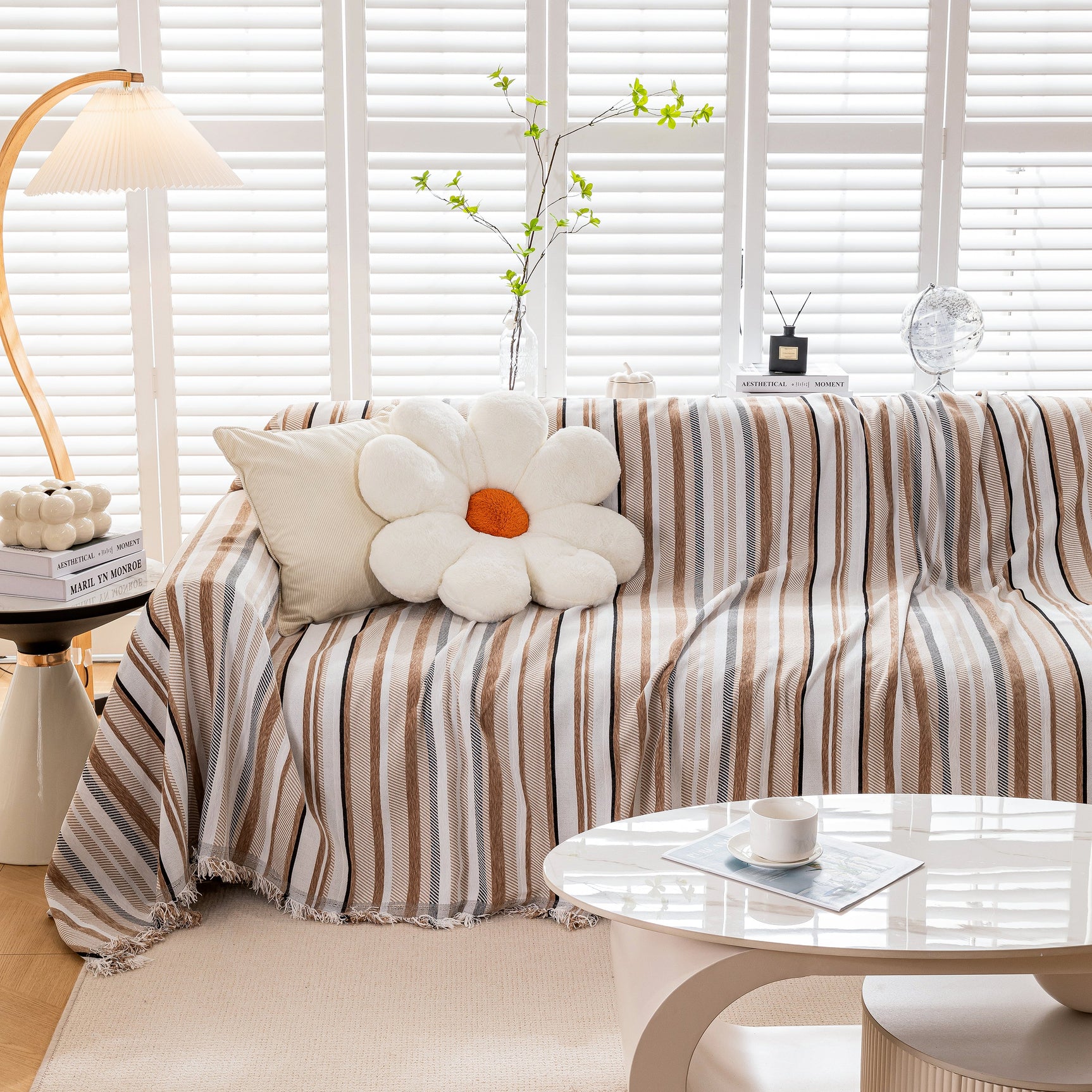 Modern Minimalist Sofa Throw Cover Cotton Knit Throws for Couch Scratch Proof Couch Cover - Ornate Home
