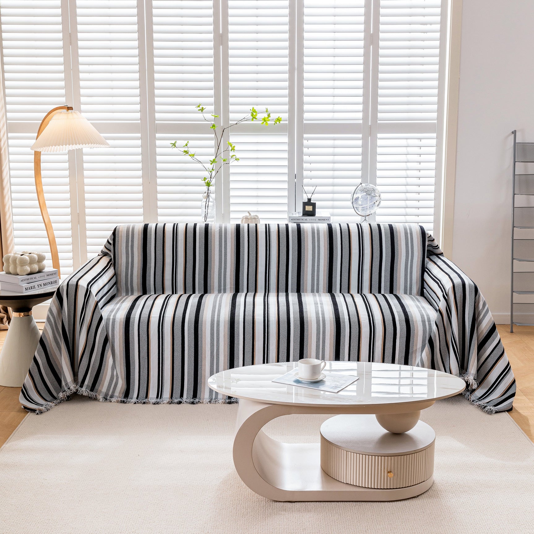 Modern Minimalist Sofa Throw Cover Cotton Knit Throws for Couch Scratch Proof Couch Cover - Ornate Home