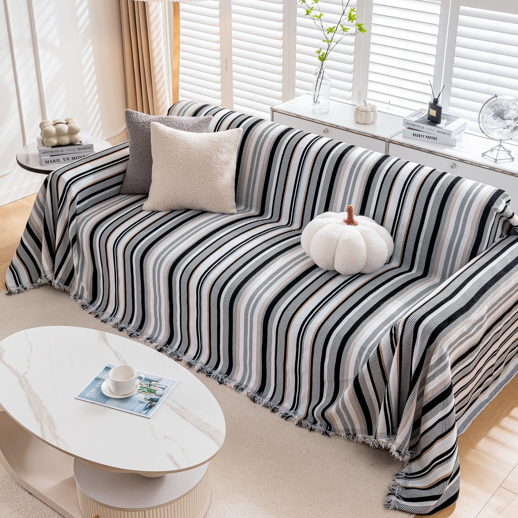 Modern Minimalist Sofa Throw Cover Cotton Knit Throws for Couch Scratch Proof Couch Cover - Ornate Home