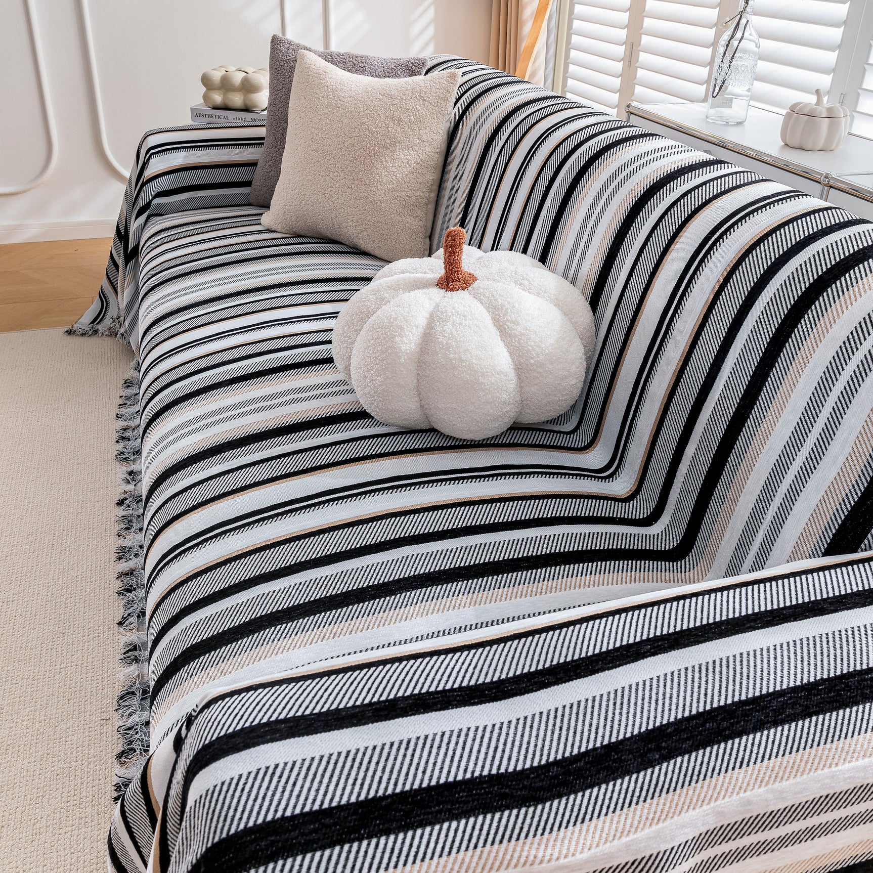 Modern Minimalist Sofa Throw Cover Cotton Knit Throws for Couch Scratch Proof Couch Cover - Ornate Home