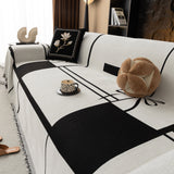 Modern Plaid Heavy Duty Sofa Throw Blanket, Boho Farmhouse Couch Cover with Tassel - Ornate Home
