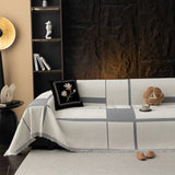 Modern Plaid Heavy Duty Sofa Throw Blanket, Boho Farmhouse Couch Cover with Tassel - Ornate Home