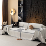 Modern Plaid Heavy Duty Sofa Throw Blanket, Boho Farmhouse Couch Cover with Tassel - Ornate Home