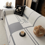 Modern Plaid Heavy Duty Sofa Throw Blanket, Boho Farmhouse Couch Cover with Tassel - Ornate Home