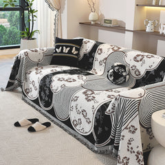 Modern Retro Sofa Throw - Decorative, Washable Chenille Blanket & Couch Protector - Ornate Home