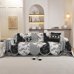 Modern Retro Sofa Throw - Decorative, Washable Chenille Blanket & Couch Protector - Ornate Home
