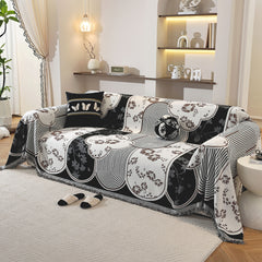 Modern Retro Sofa Throw - Decorative, Washable Chenille Blanket & Couch Protector - Ornate Home