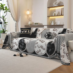 Modern Retro Sofa Throw - Decorative, Washable Chenille Blanket & Couch Protector - Ornate Home