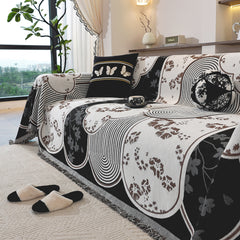 Modern Retro Sofa Throw - Decorative, Washable Chenille Blanket & Couch Protector - Ornate Home