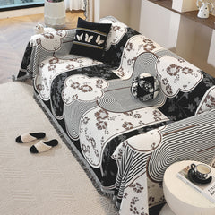 Modern Retro Sofa Throw - Decorative, Washable Chenille Blanket & Couch Protector - Ornate Home