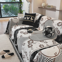 Modern Retro Sofa Throw - Decorative, Washable Chenille Blanket & Couch Protector - Ornate Home