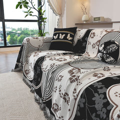 Modern Retro Sofa Throw - Decorative, Washable Chenille Blanket & Couch Protector - Ornate Home