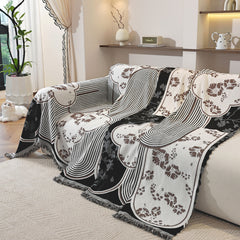 Modern Retro Sofa Throw - Decorative, Washable Chenille Blanket & Couch Protector - Ornate Home